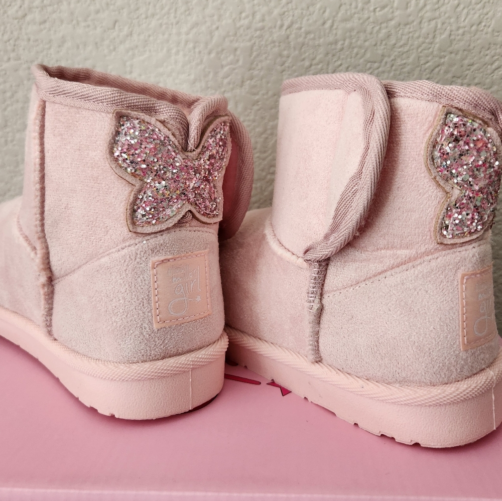 Pink Glitter Bow Boots